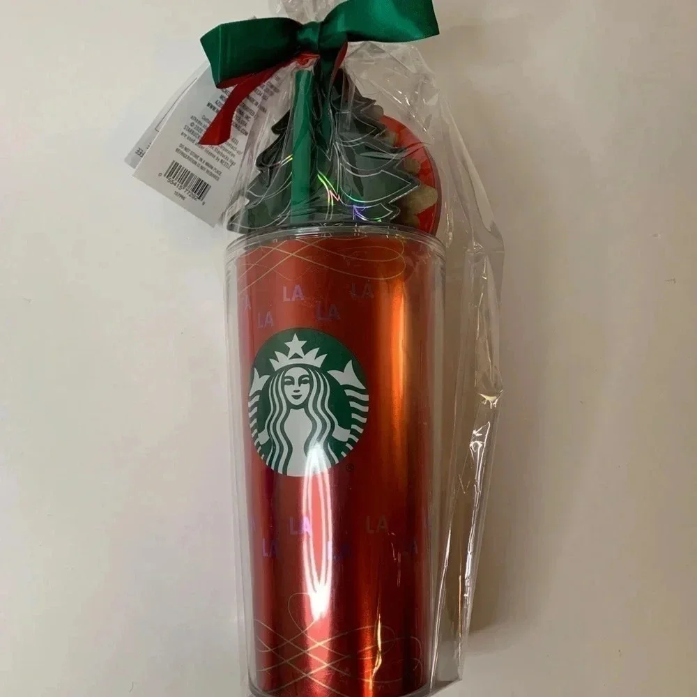 Starbucks 16 oz Holiday Tumbler With Straw 16 oz Red